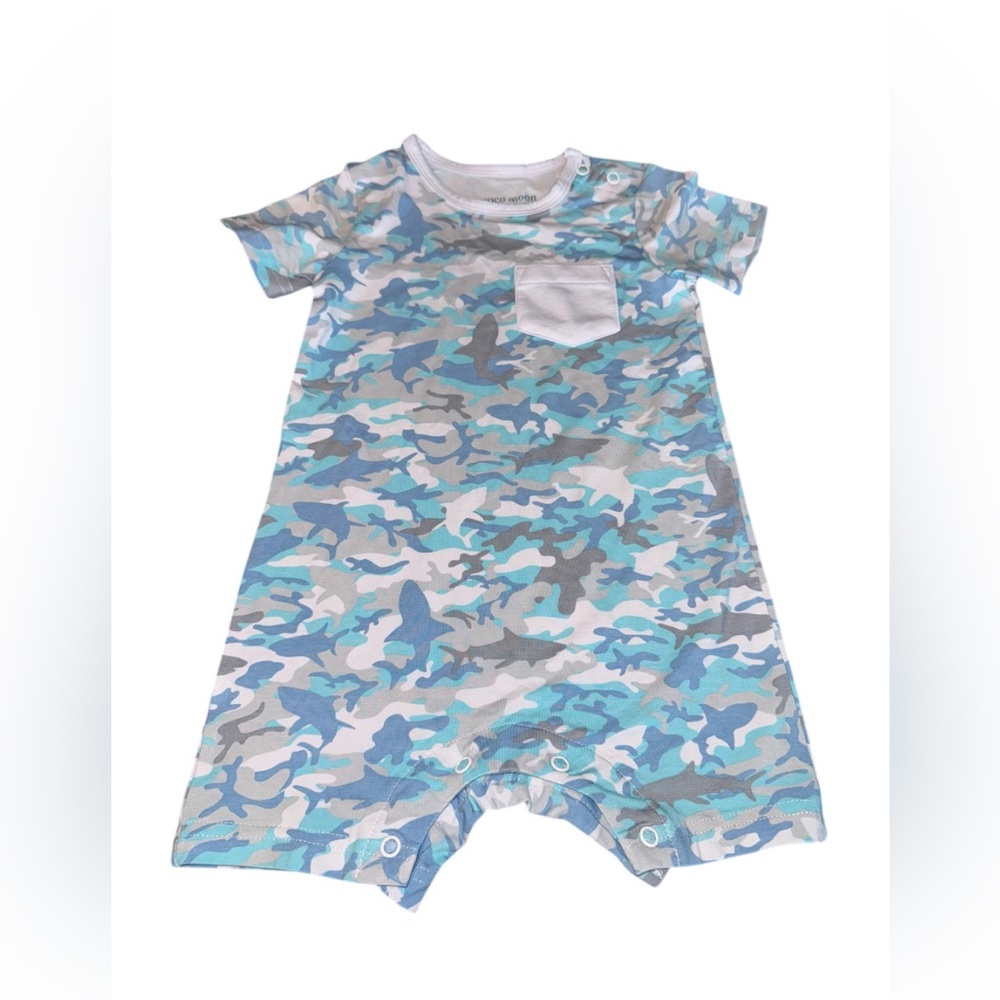 Coco Moon Hawaii Baby Kai Camo Shark Shortie Bamboo Romper